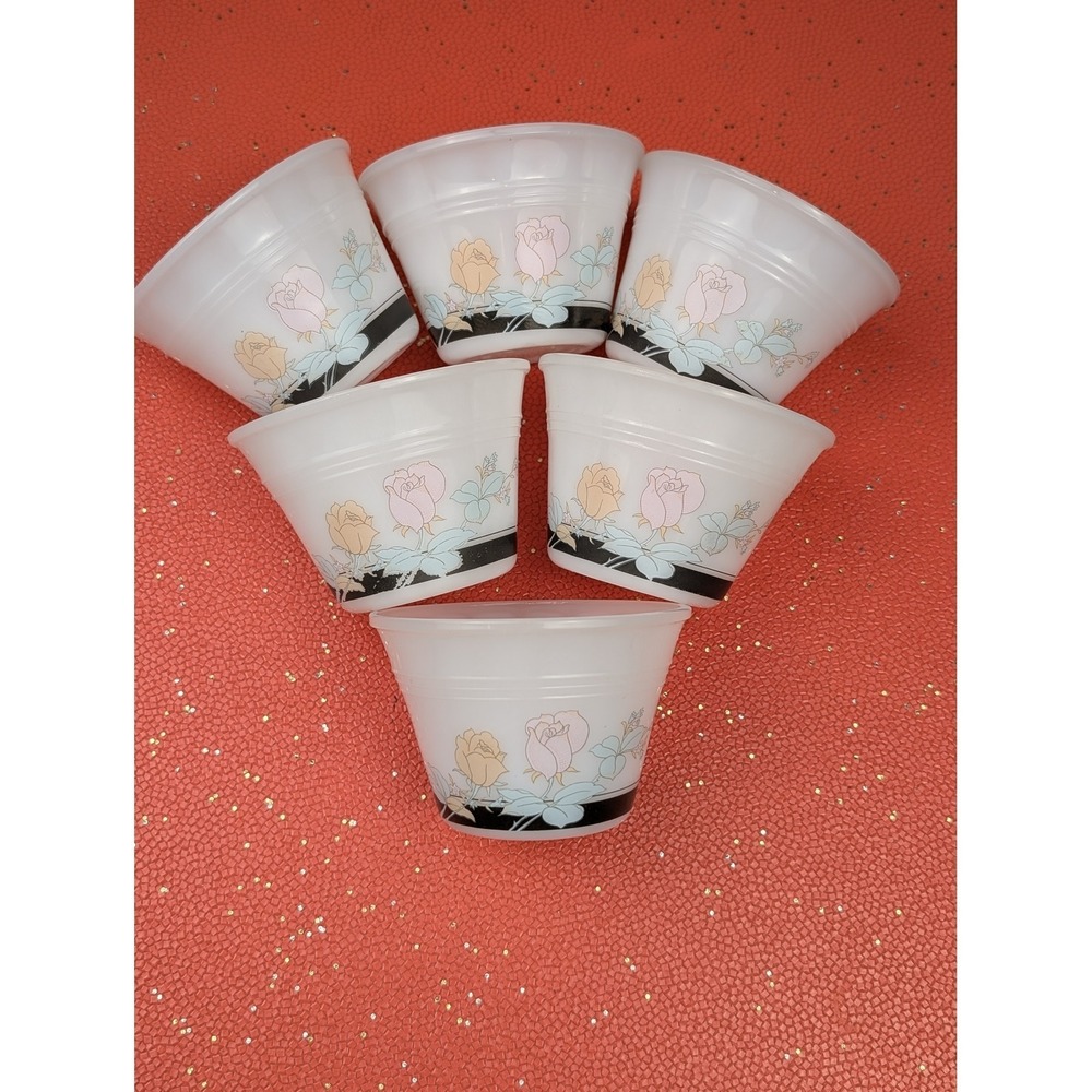 VTG Indopal Indonesia Milk Glass Custard Cups Set of 6
